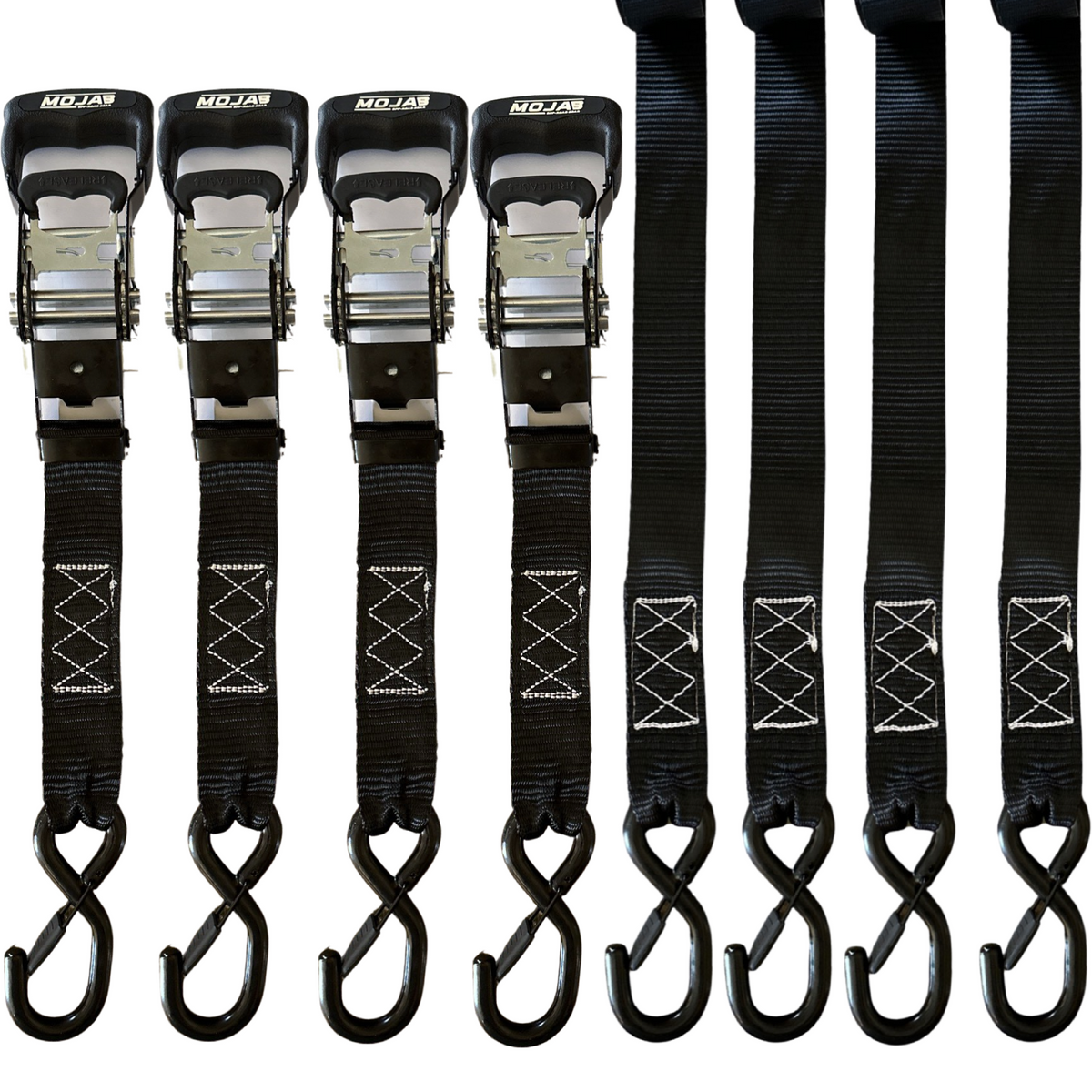 1.6" x 15' Ratchet Tie-Down Set  (Pack of 4) , Closed Hook (Lifetime Warranty)