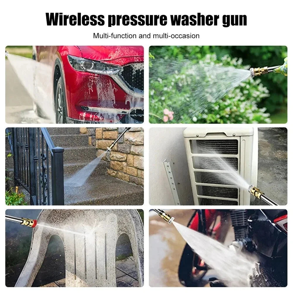 60BAR Cordless High Pressure Car Washer Spray Water Gun Wireless High Pressure Car Wash Water Gun Washer Self Priming Sustain