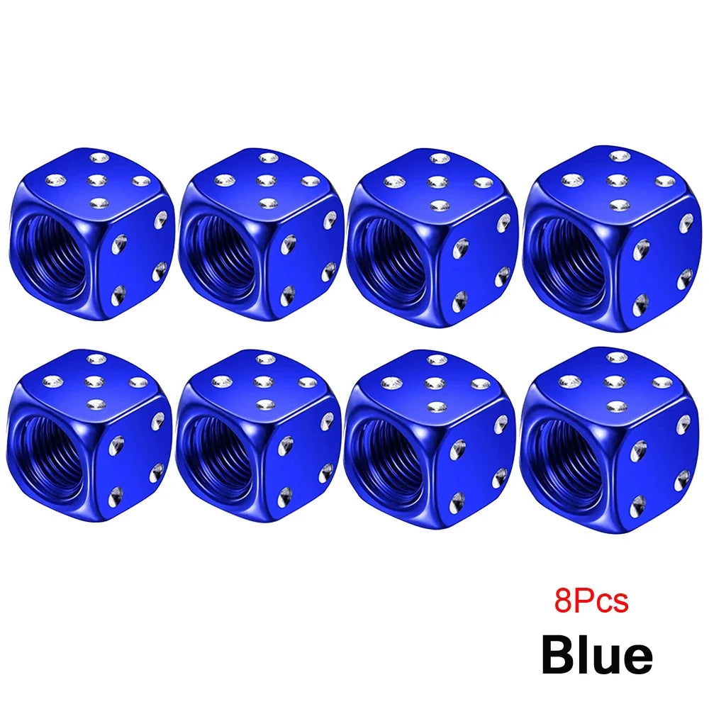 AUTCOAT Aluminum Tire Valve Caps | Dice Wheel Stem Dust Cover for Car Truck Motorcycle Bike