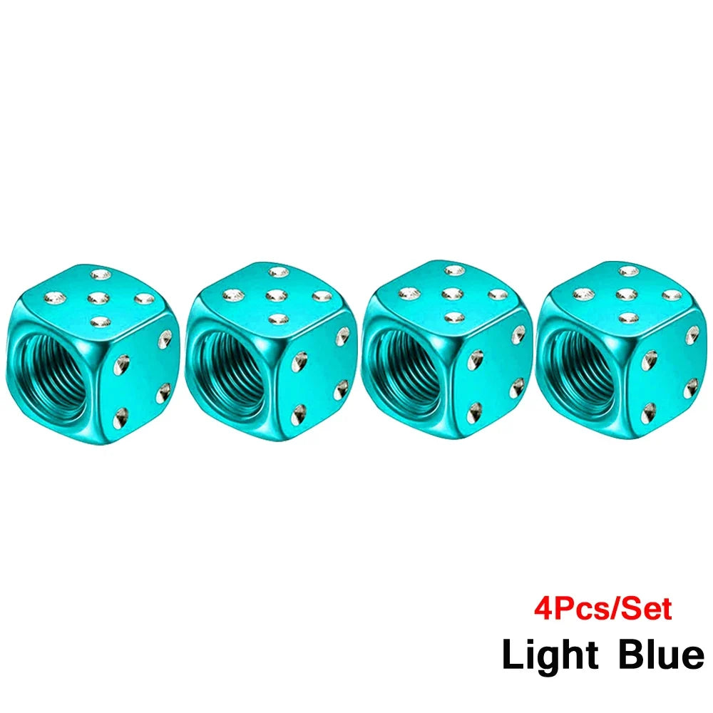 AUTCOAT Aluminum Tire Valve Caps | Dice Wheel Stem Dust Cover for Car Truck Motorcycle Bike