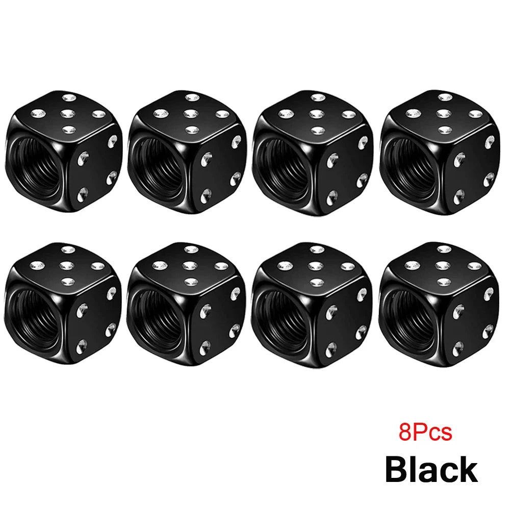 AUTCOAT Aluminum Tire Valve Caps | Dice Wheel Stem Dust Cover for Car Truck Motorcycle Bike