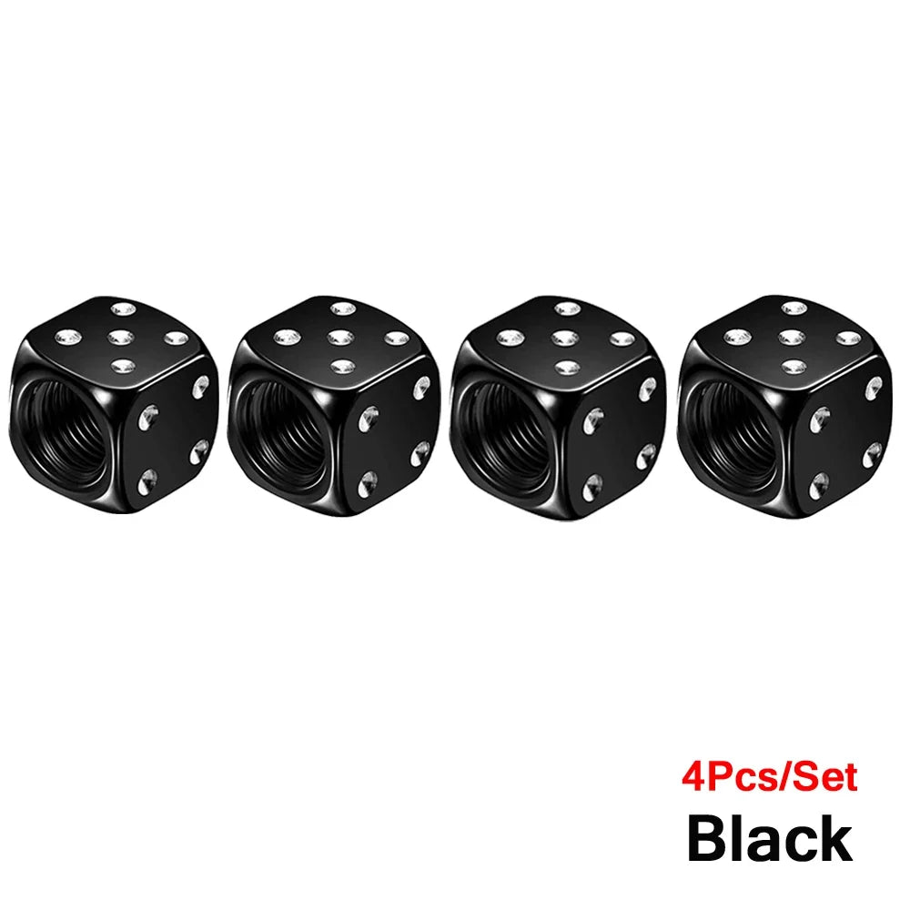 AUTCOAT Aluminum Tire Valve Caps | Dice Wheel Stem Dust Cover for Car Truck Motorcycle Bike