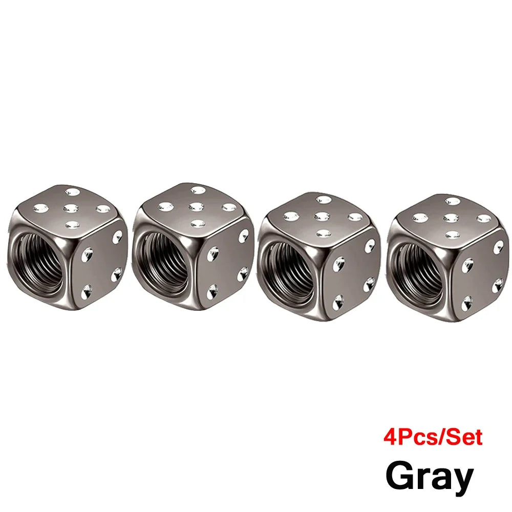 AUTCOAT Aluminum Tire Valve Caps | Dice Wheel Stem Dust Cover for Car Truck Motorcycle Bike