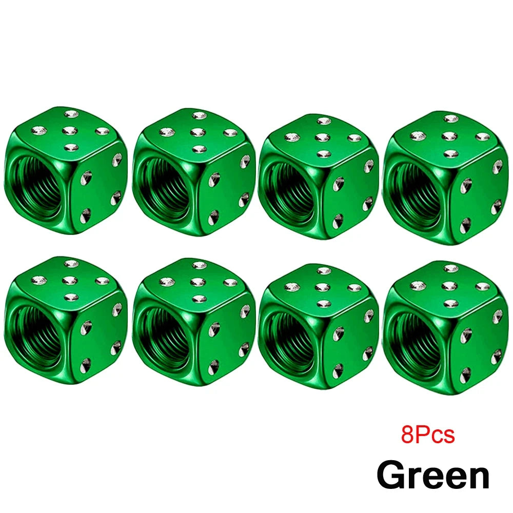 AUTCOAT Aluminum Tire Valve Caps | Dice Wheel Stem Dust Cover for Car Truck Motorcycle Bike