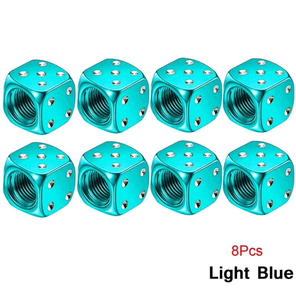 AUTCOAT Aluminum Tire Valve Caps | Dice Wheel Stem Dust Cover for Car Truck Motorcycle Bike
