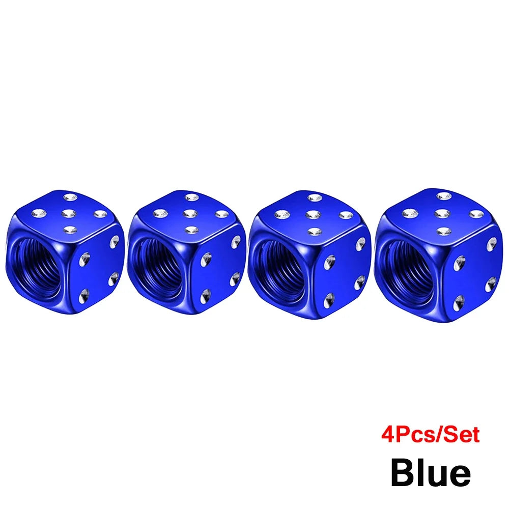 AUTCOAT Aluminum Tire Valve Caps | Dice Wheel Stem Dust Cover for Car Truck Motorcycle Bike