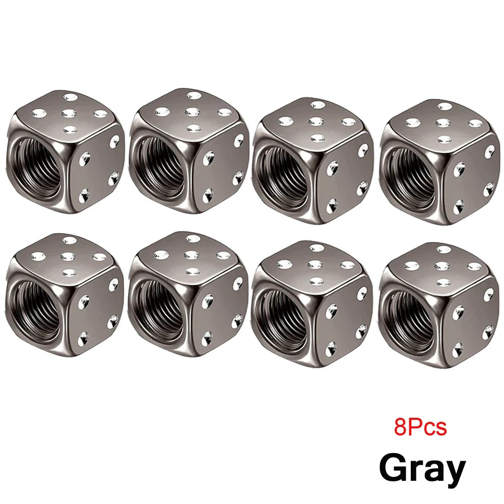 AUTCOAT Aluminum Tire Valve Caps | Dice Wheel Stem Dust Cover for Car Truck Motorcycle Bike